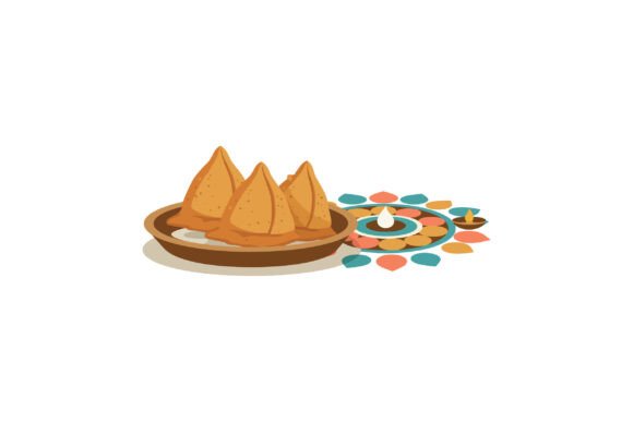 Download Indian Samosas on Plate with Colorful Ra - Premium Resources