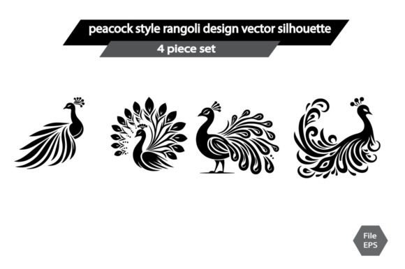 Download Peacock Style Rangoli Design Vector Silh - Premium Resources