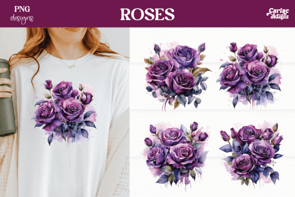 Download Watercolor Roses Sublimation PNG - Premium Resources