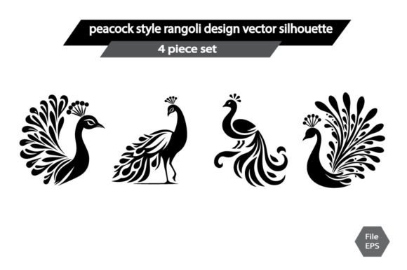 Download Peacock Style Rangoli Design Vector Silh - Premium Resources