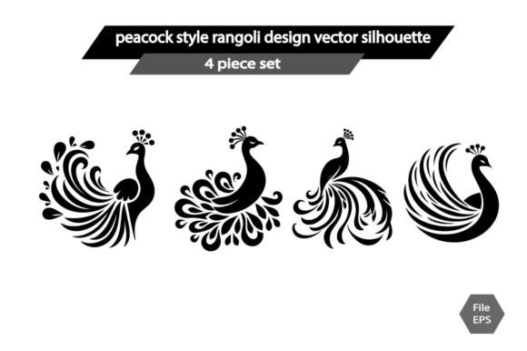 Download Peacock Style Rangoli Design Vector Silh - Premium Resources