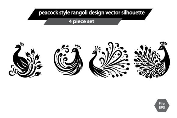 Download Peacock Style Rangoli Design Vector Silh - Premium Resources