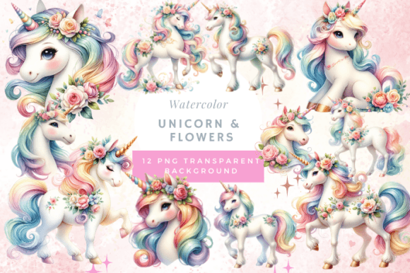 Download Unicorn Watercolor Flowers Sublimation - Watercolor flowers sublimation Collection