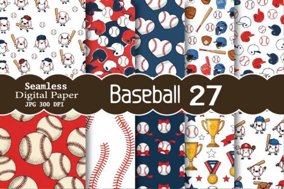 Download Seamless Baseball Digital Paper Bundle - Baseball digital paper Collection